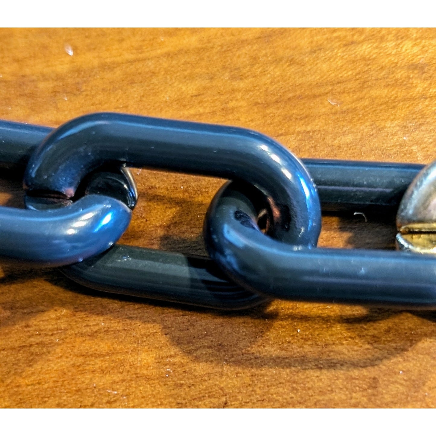 Navy Enamel & Gold Tone Chain Link 28" Necklace