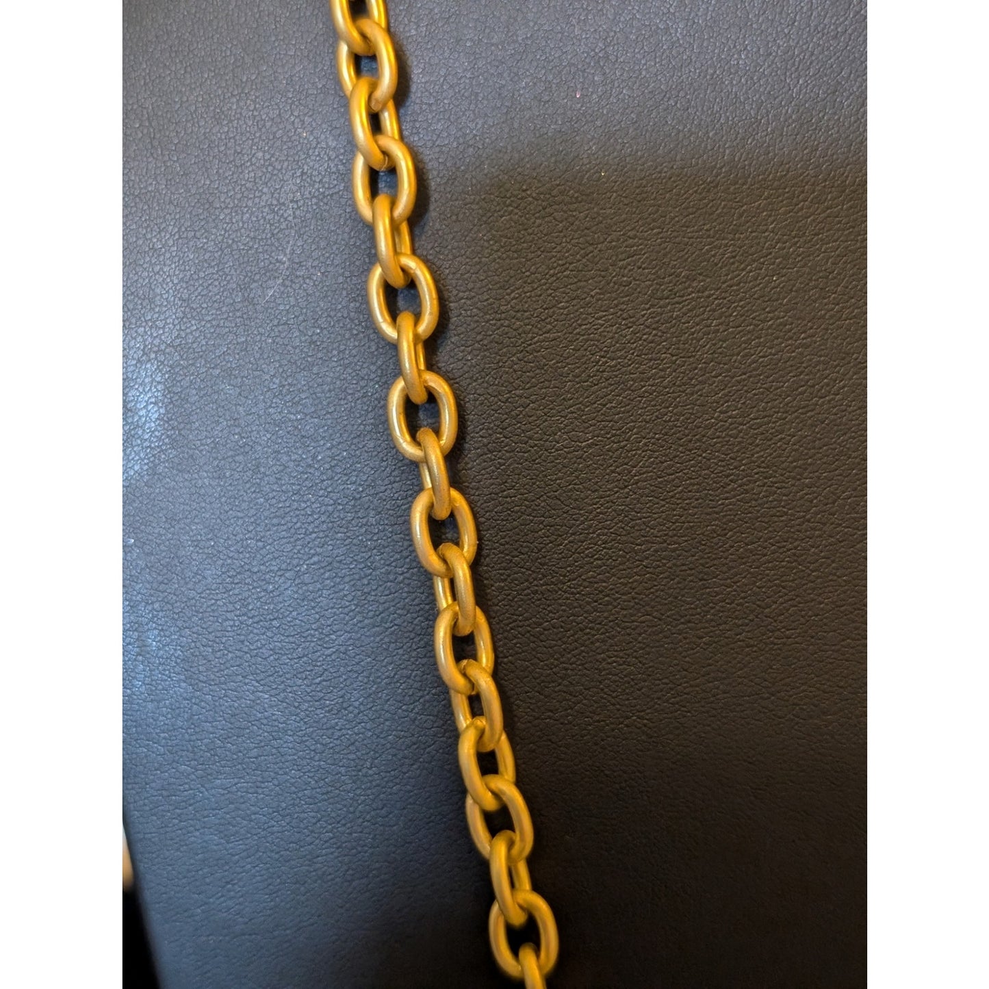 Simulated Pearl in Claw Pendant Heavy Matte Gold Tone Chain 36" Necklace