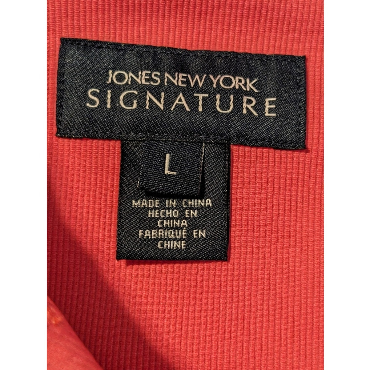 Jones New York Signature Pink/Salmon Cotton Stretch Button Up Jacket Womens Sz L