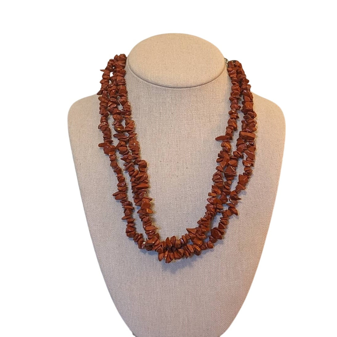 EsMor Three Strand Jasper Stone Necklace