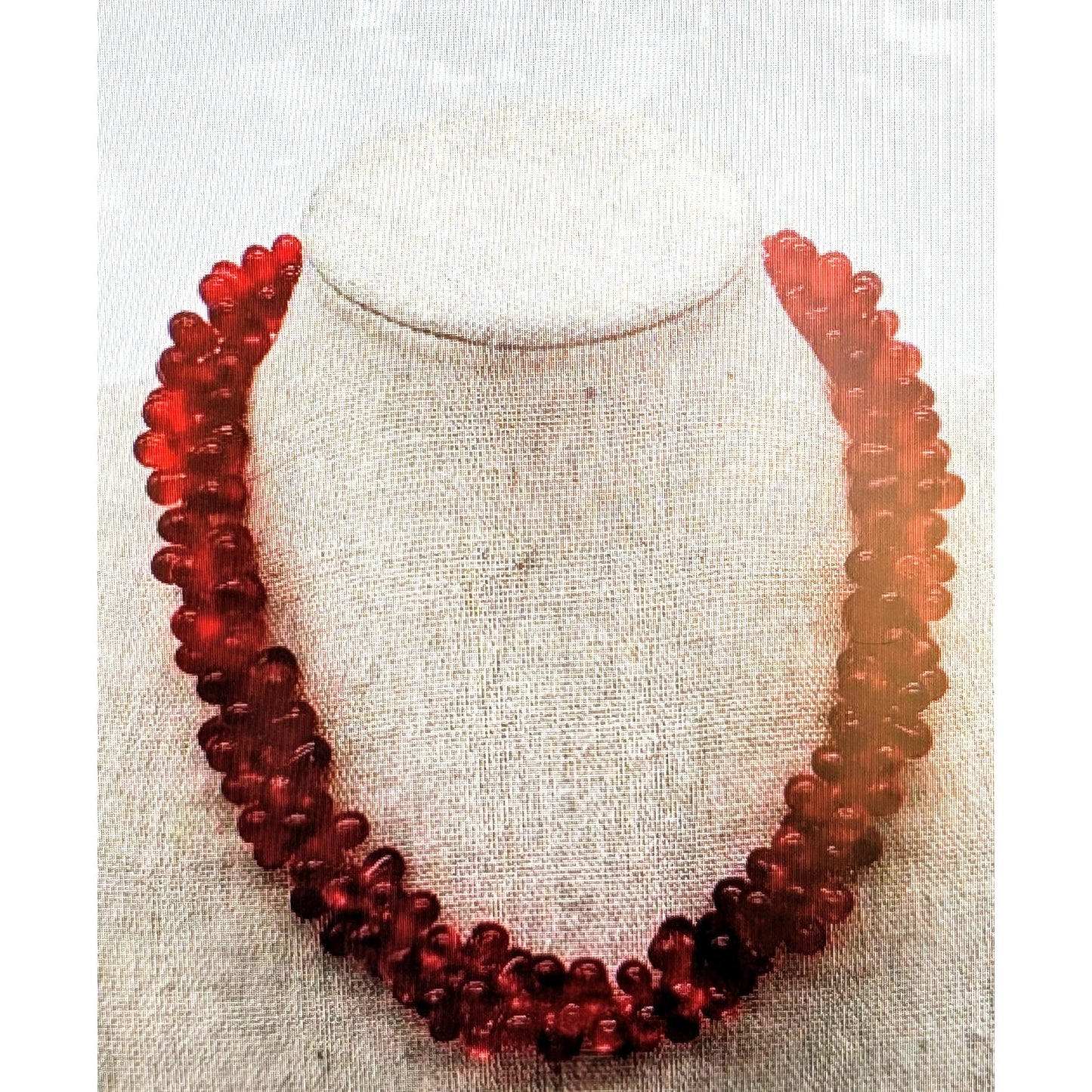 Artisan Red Teardrop Murano Glass Bead 14K Gold Clasp 15.5" Choker Necklace