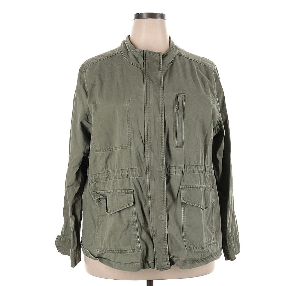 a.n.a. A New Approach 100% Cotton Green Utility Jacket Womens Size 2X
