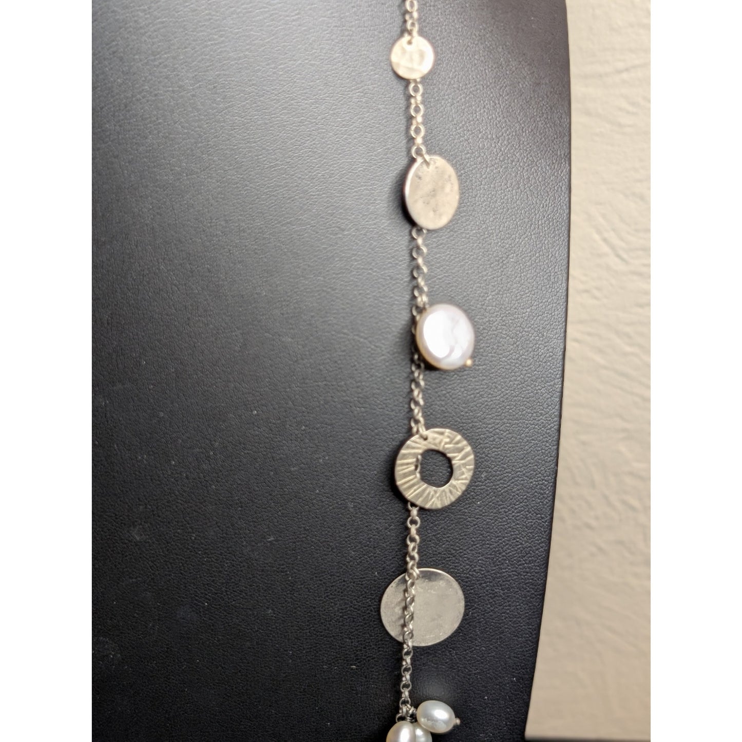 SILPADA Retired Pearl of a Girl Sterling Silver Coin & Pearl Dangle 36" Necklace