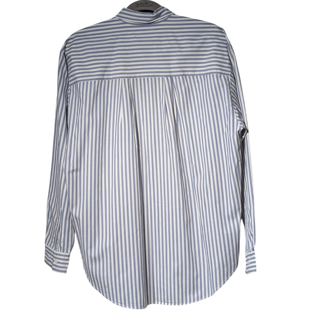 Docker's Dusty Blue Striped 100% Cotton Button Up Shirt Ladies' Sz M