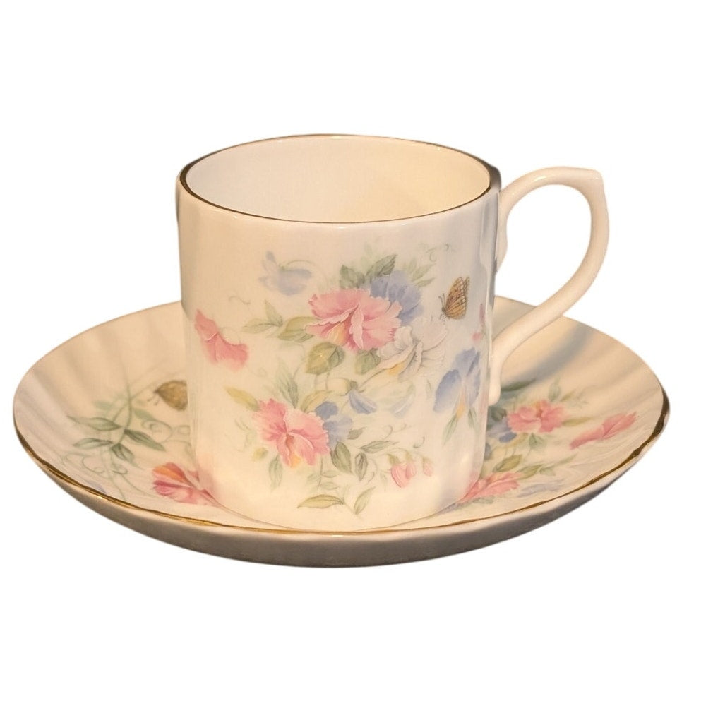 Vintage Royal Stuart Fine Bone China Tea Cup Saucer Floral England
