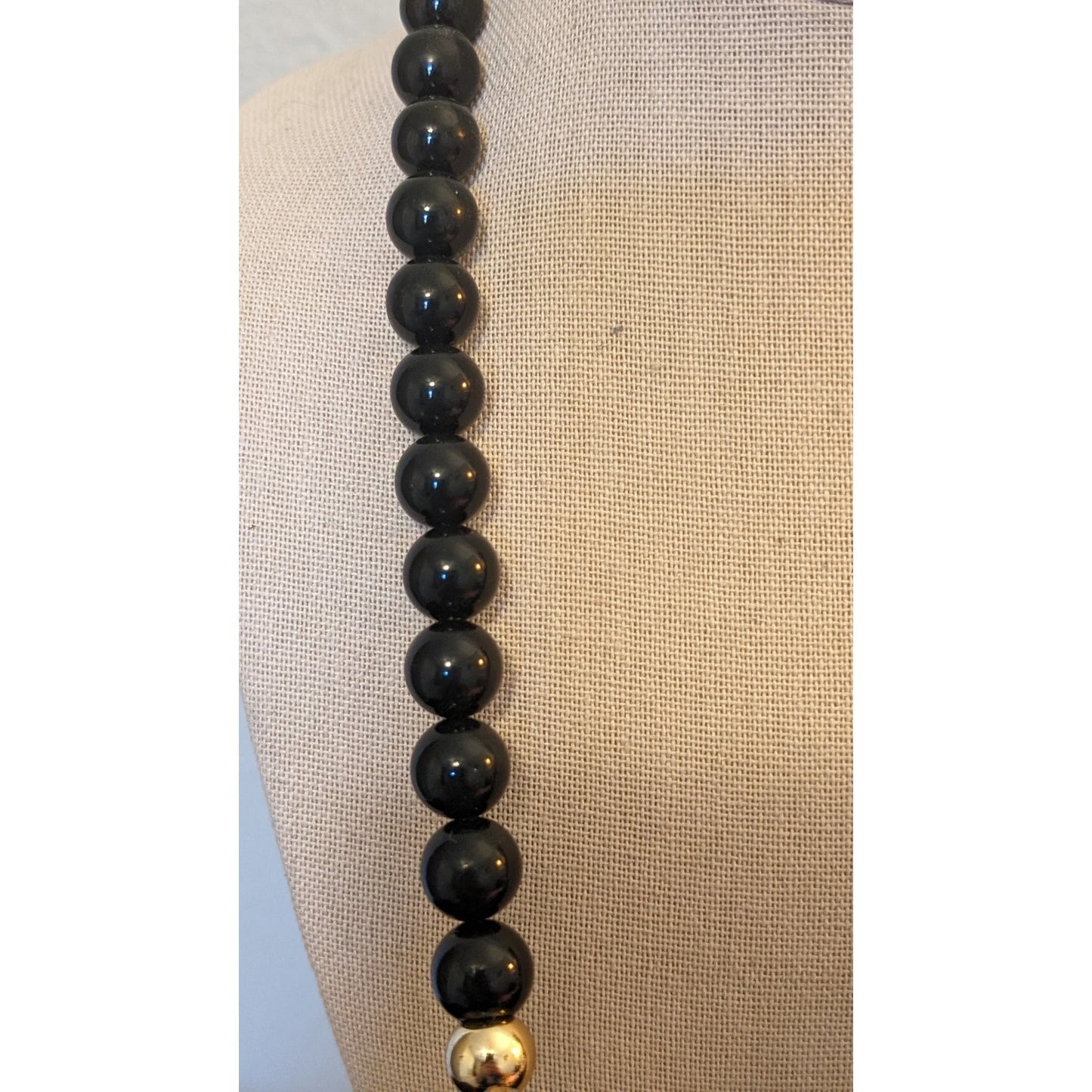 Art Deco Hollywood Glam Black Bead Clear Lucite Tassel Bold Statement Necklace