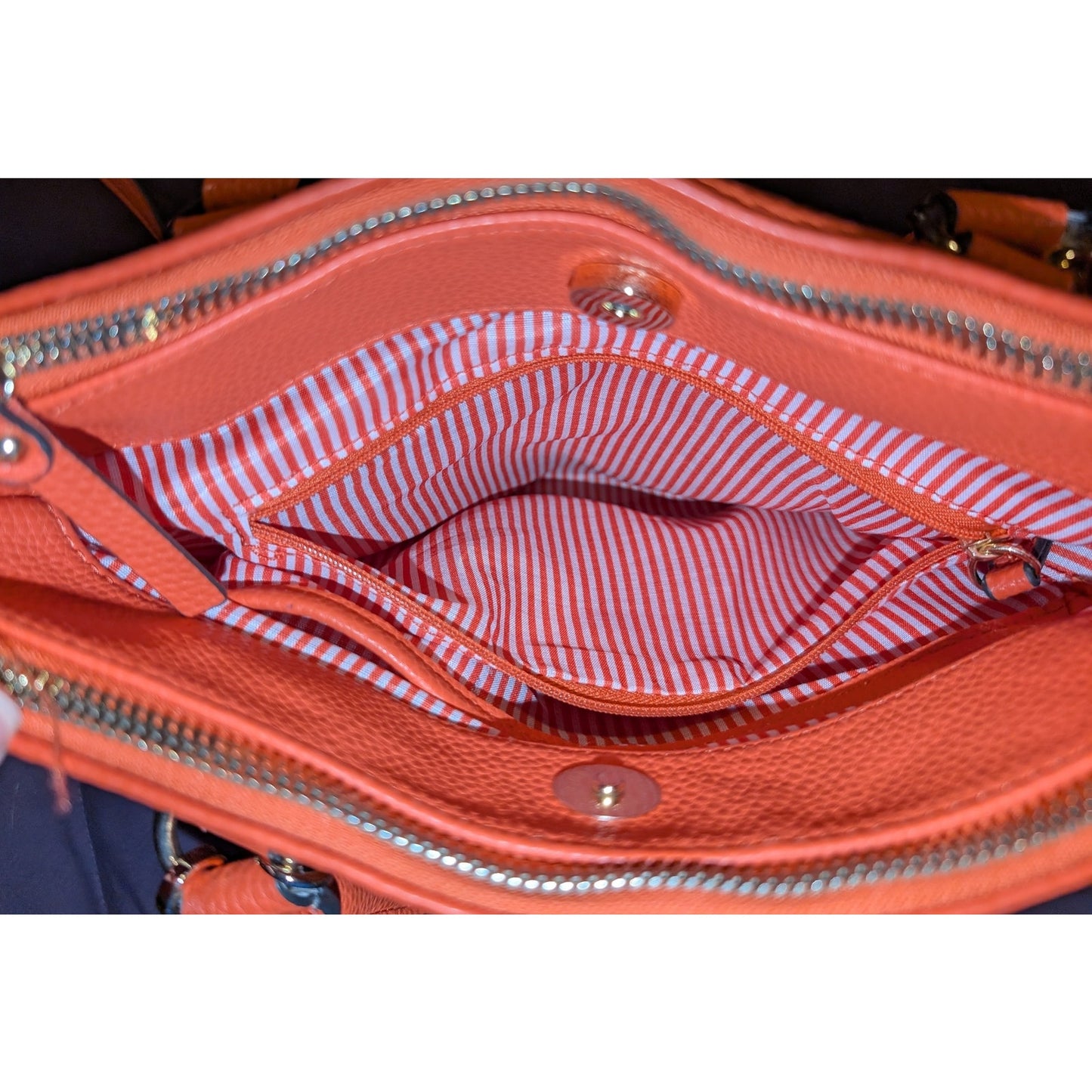 Nanette Lepore Orange Leather Satchel W/ Orange Flower Charm