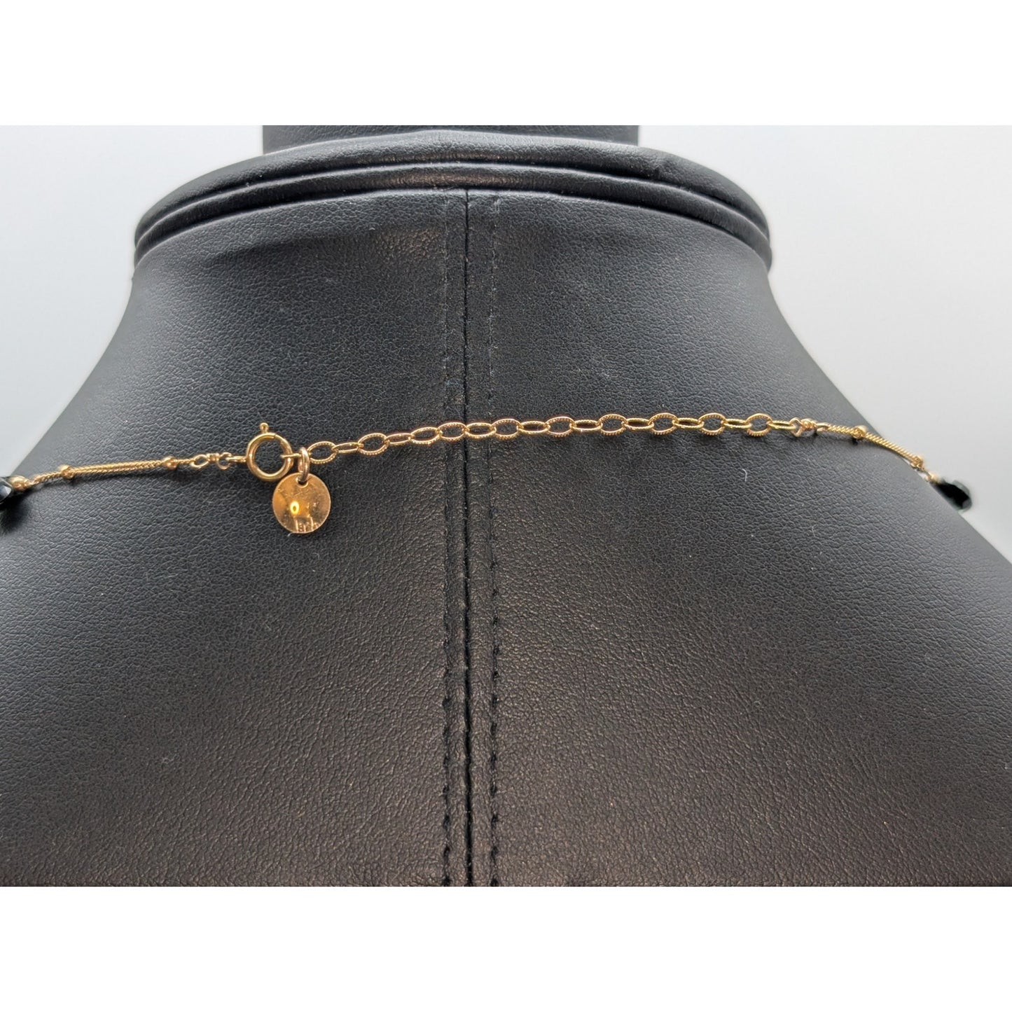 14K Gold Filled Disk & Gemstone Dangle 17"-19.5" Chain Necklace