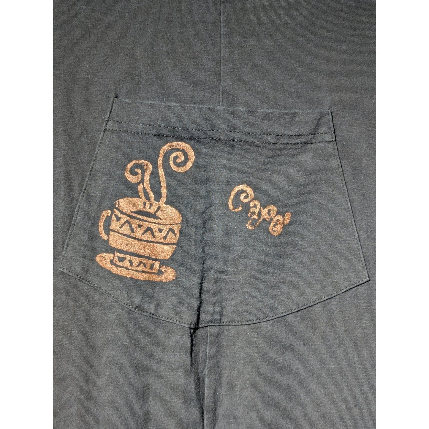 Vintage Mondo Lira 100% Cotton Brown Wearable Art Pocketed Coffee Kaftan Sz S