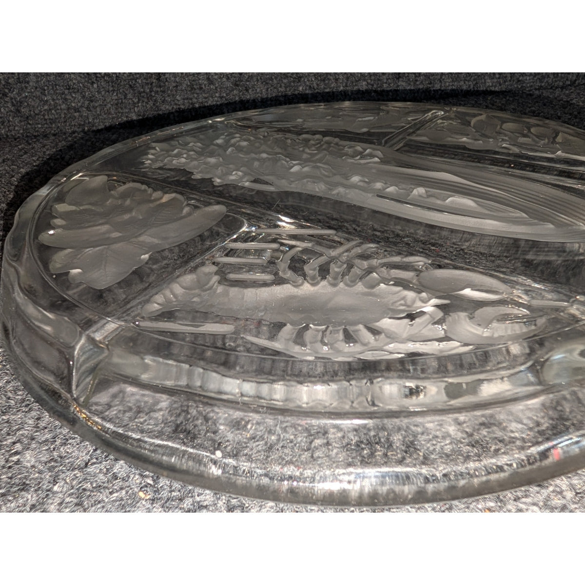 Vintage Indiana Glass Etched Frosted Intaglio Divided 10" Relish Tray