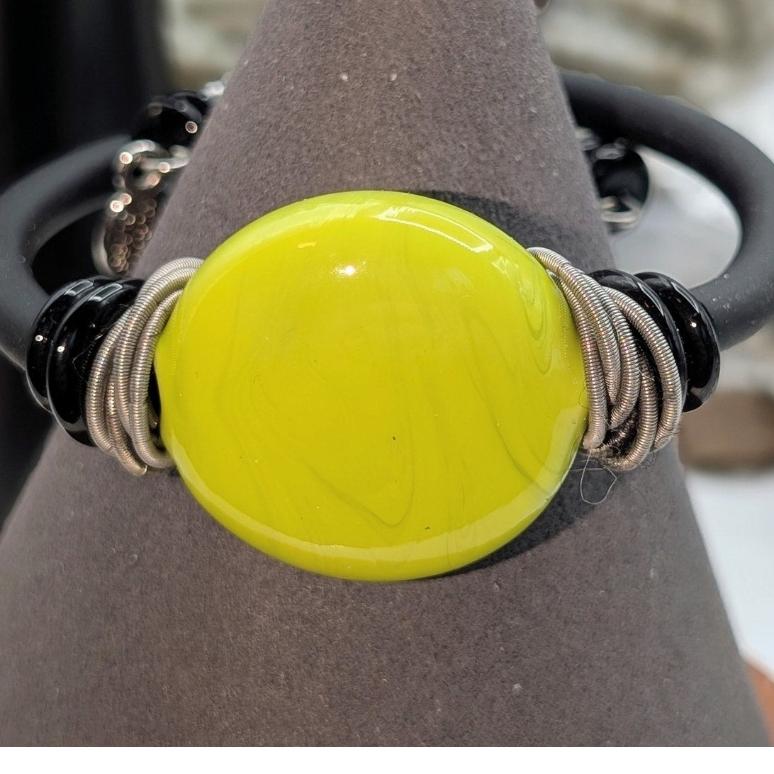 Made in Italy Lime Green Murano Glass Rubber Wrap Bracelet