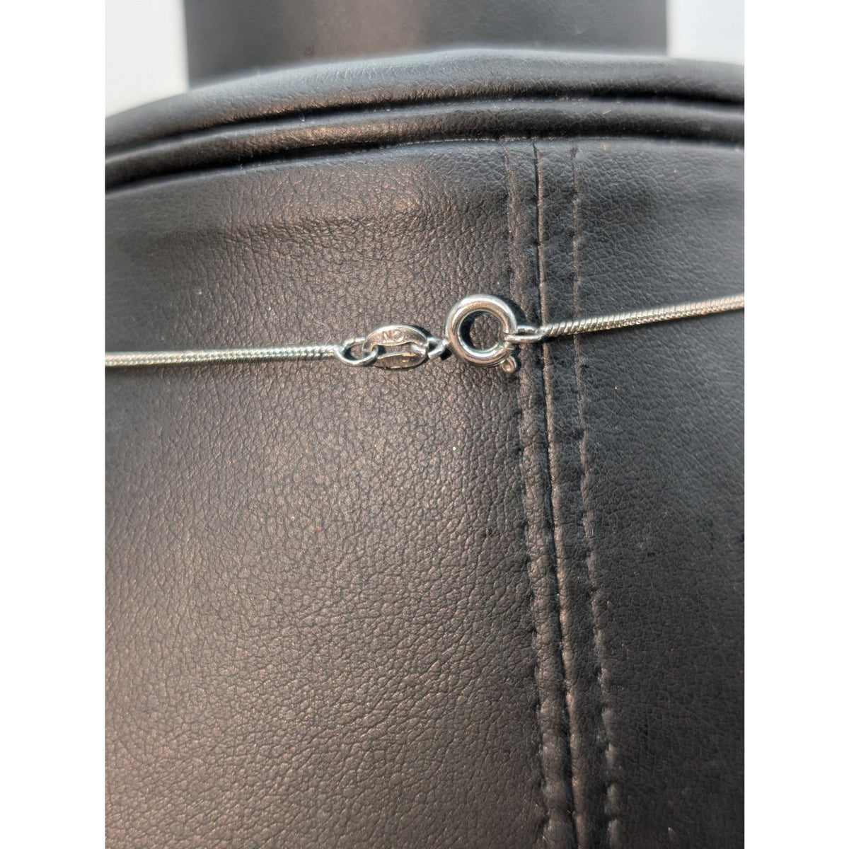 Vtg 925 Sterling Silver Mexico Bezel Set Carnelian Stone 16.5" Chain Necklace