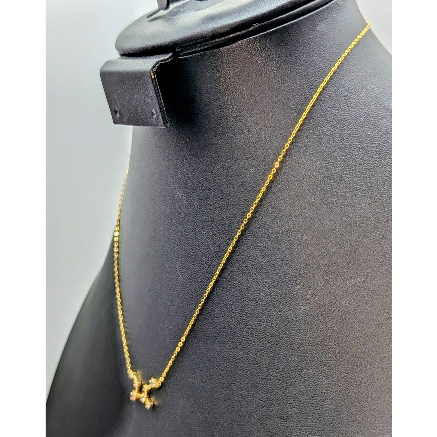 925 Sterling Silver Vermeil Yellow Tone Crystal Virgo Zodiac Star Sign Necklace