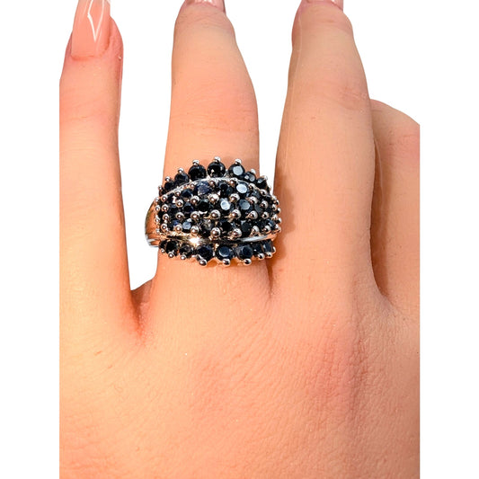 925 Sterling Silver India Test as Sapphire Cluster Ring Size 6.75