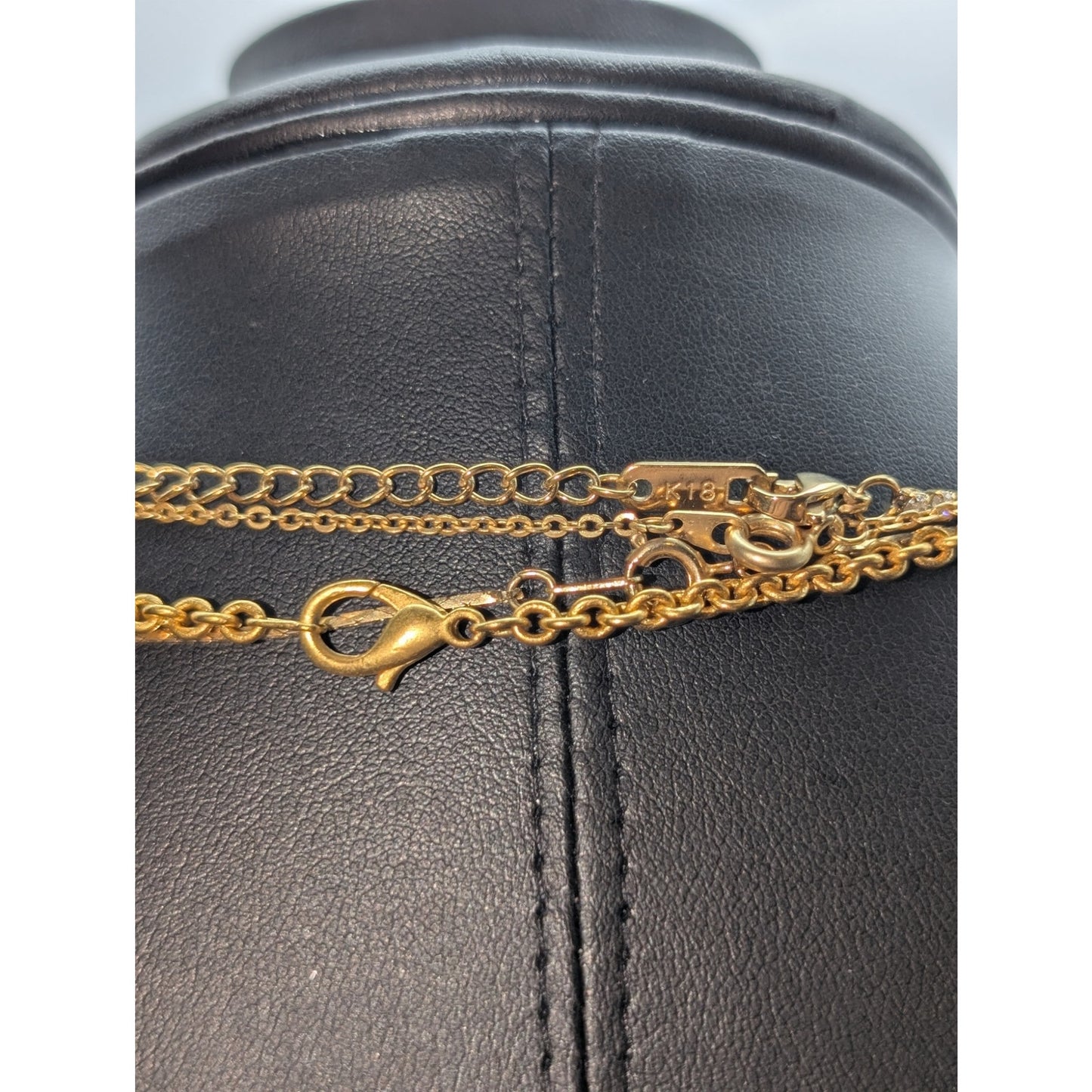 Lot of Four Gold Tone Chain Pendant Station Faux Pearl Rhinestone Necklaces