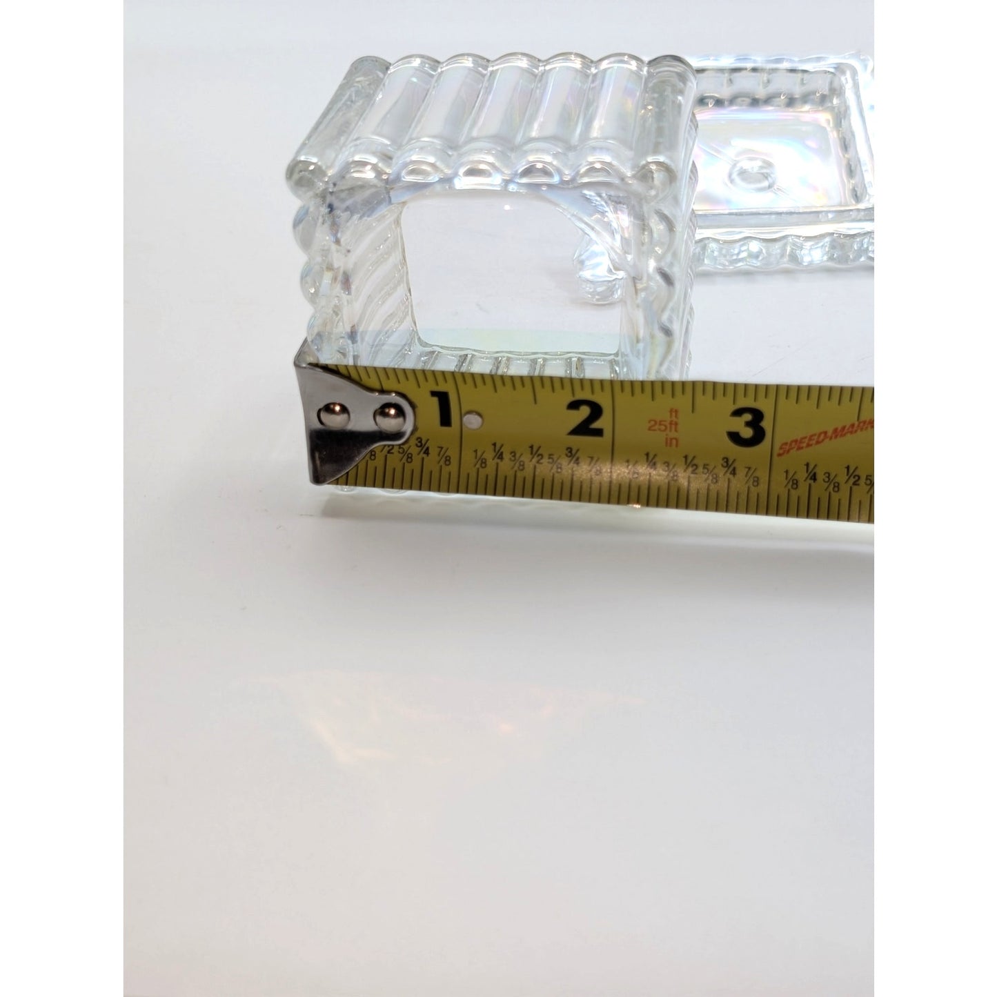 Tinted Glass Iridescent Glass Trinket Box W/ Lid