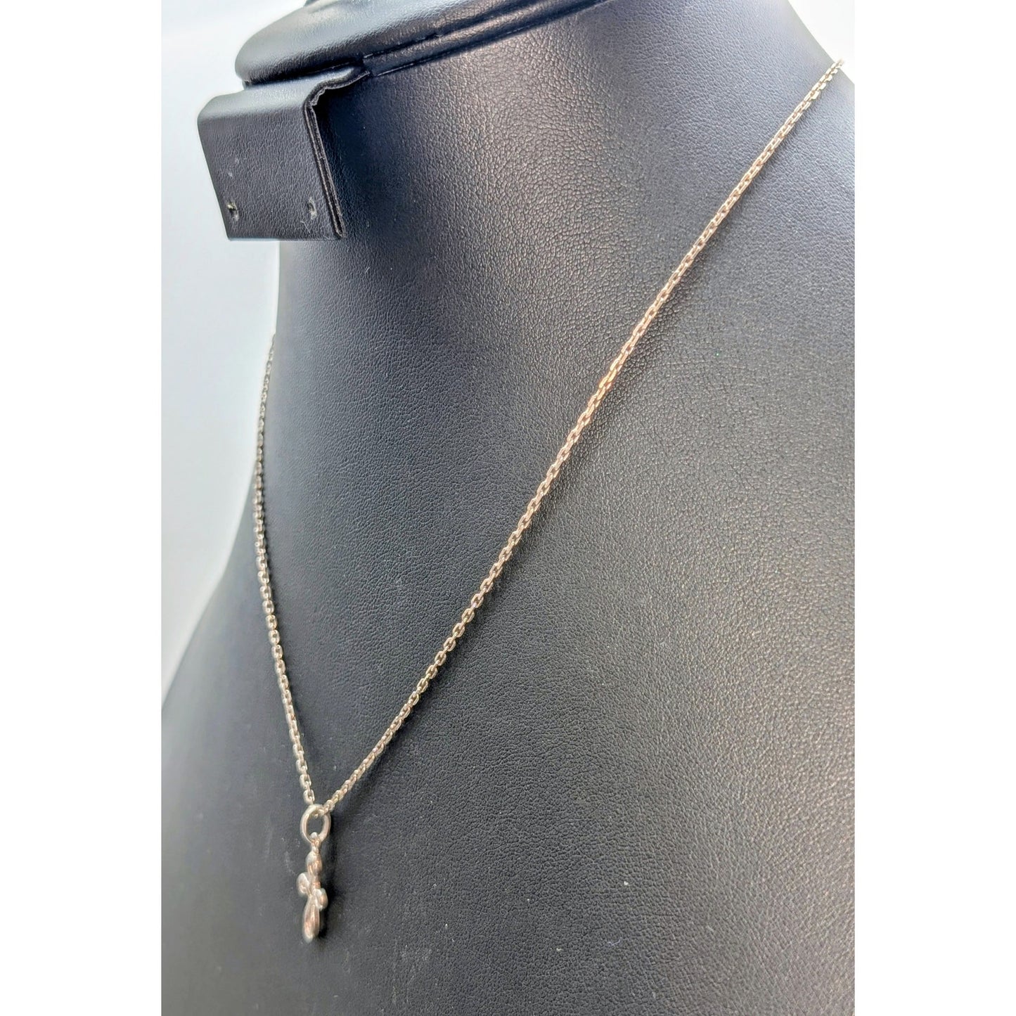 VTG 925 Sterling Infinity Cross Pendant 17.5" Rectangle Chain Link Necklace