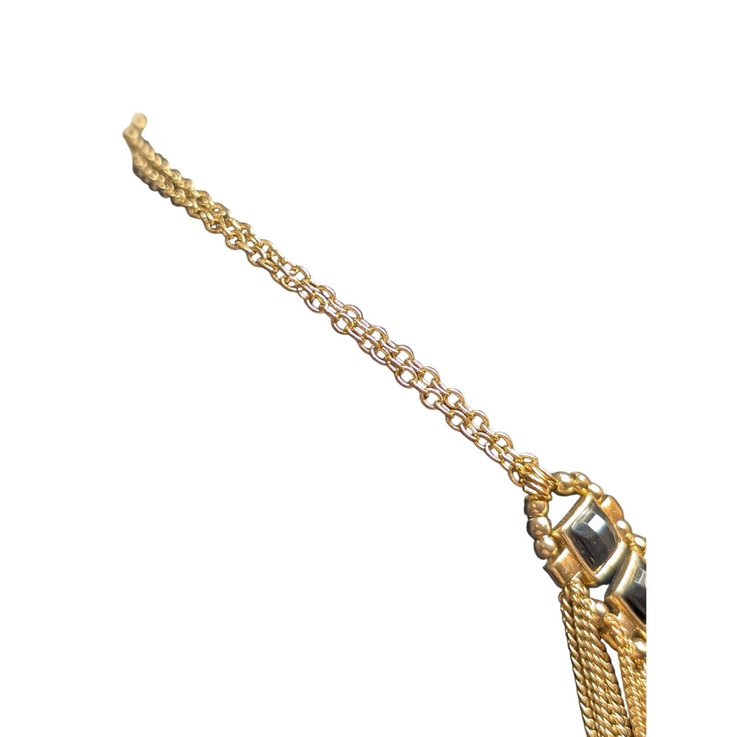 Gold Tone Beaded Chain Fringe Collar 16"-18" Necklace