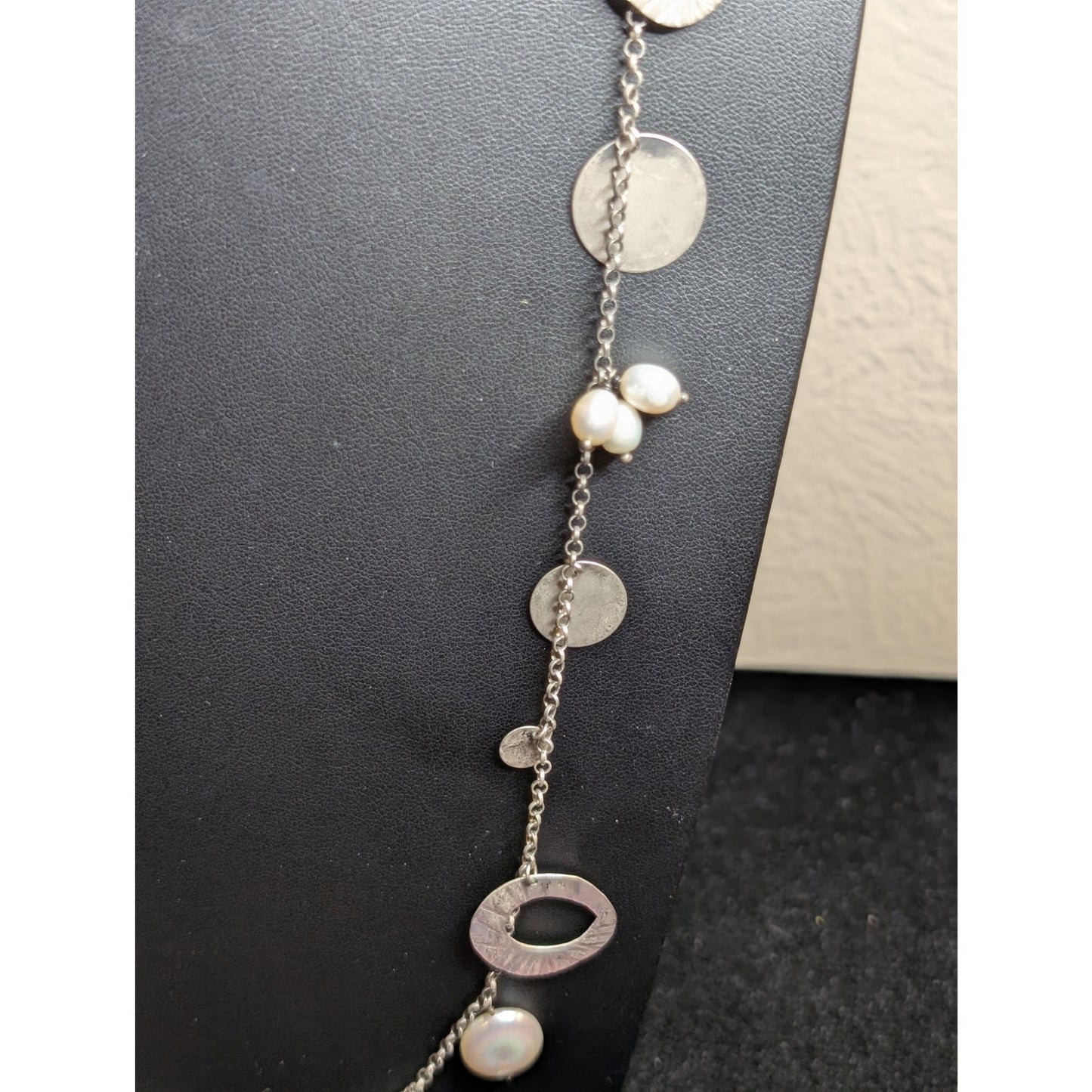 SILPADA Retired Pearl of a Girl Sterling Silver Coin & Pearl Dangle 36" Necklace