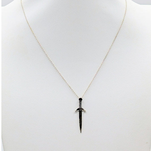 Vtg 925 Sterling Silver Stiletto Pendant Chain 16.5" Necklace
