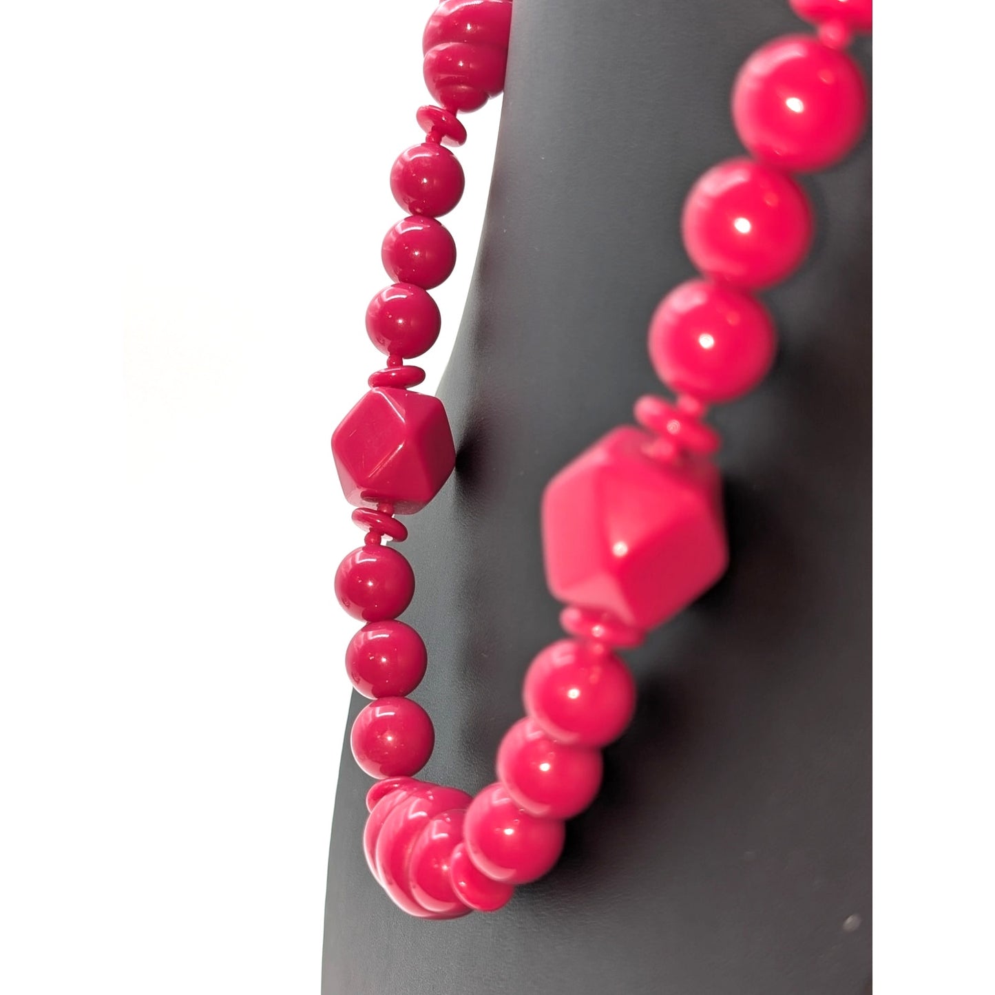 Vintage Pink Multi-Shape Acrylic Beaded 22" Necklace