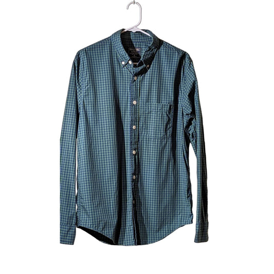 Abercrombie & Fitch Green/Navy Check Men's Button Down Shirt Size M