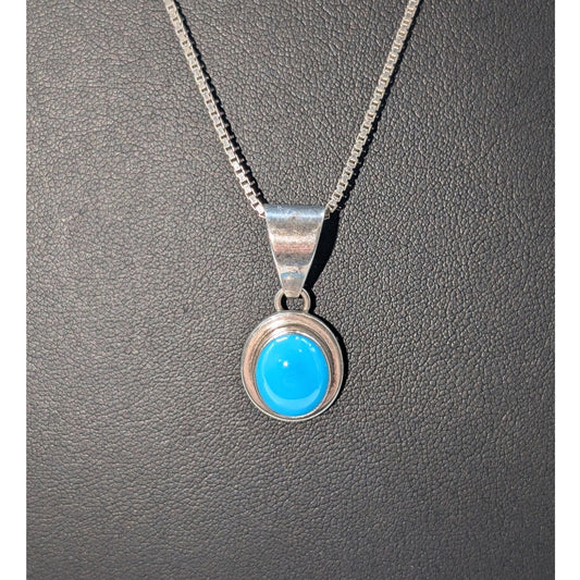 VTG Collectible Juan Willie Turquoise Sterling Pendant on 24" Box Chain Necklace