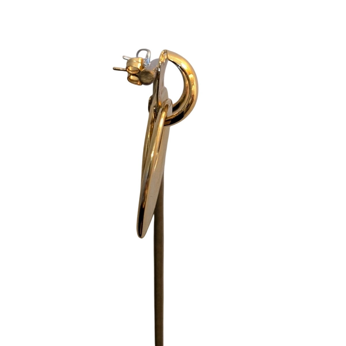 Vintage 80s High Polished Gold Tone Door Knocker Hoop Post Earrings