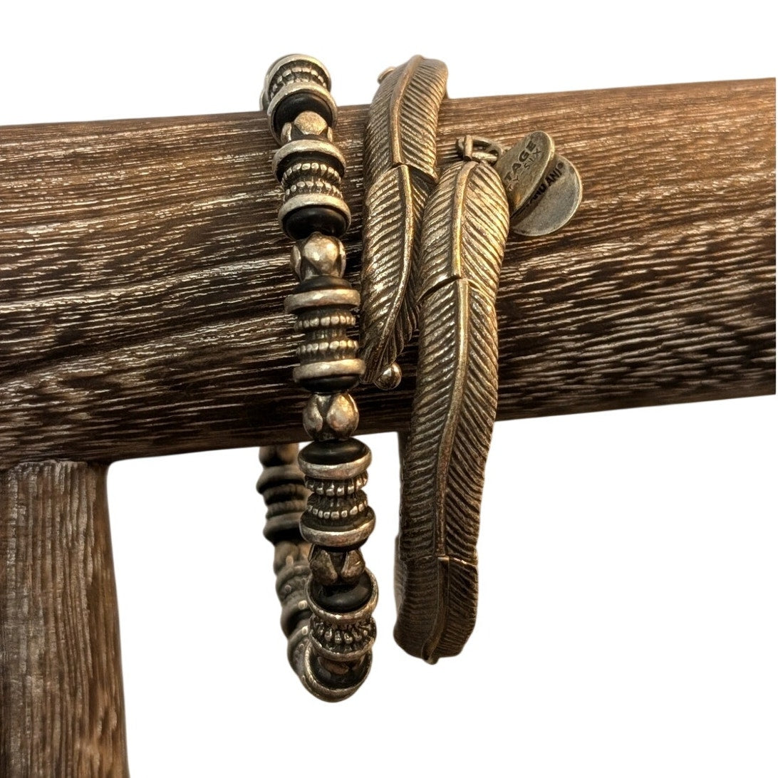 Two Alex and Ani Silver Tone Flex Wire Bracelets