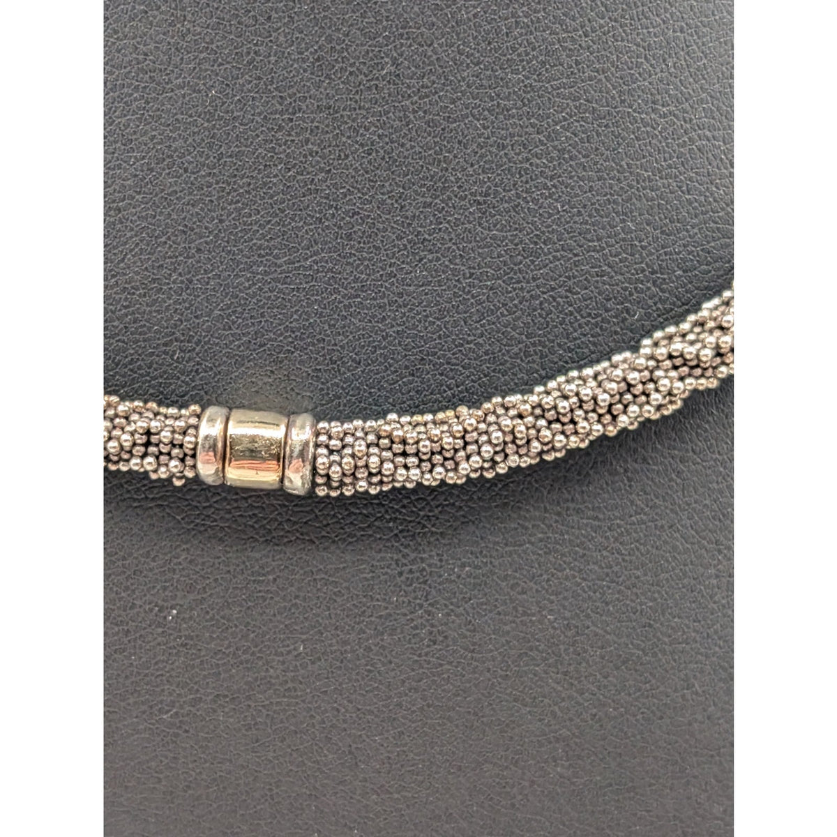 Michael Dawkins 925 Sterling Two Tone Station Caviar Choker 16" Necklace 53.04g