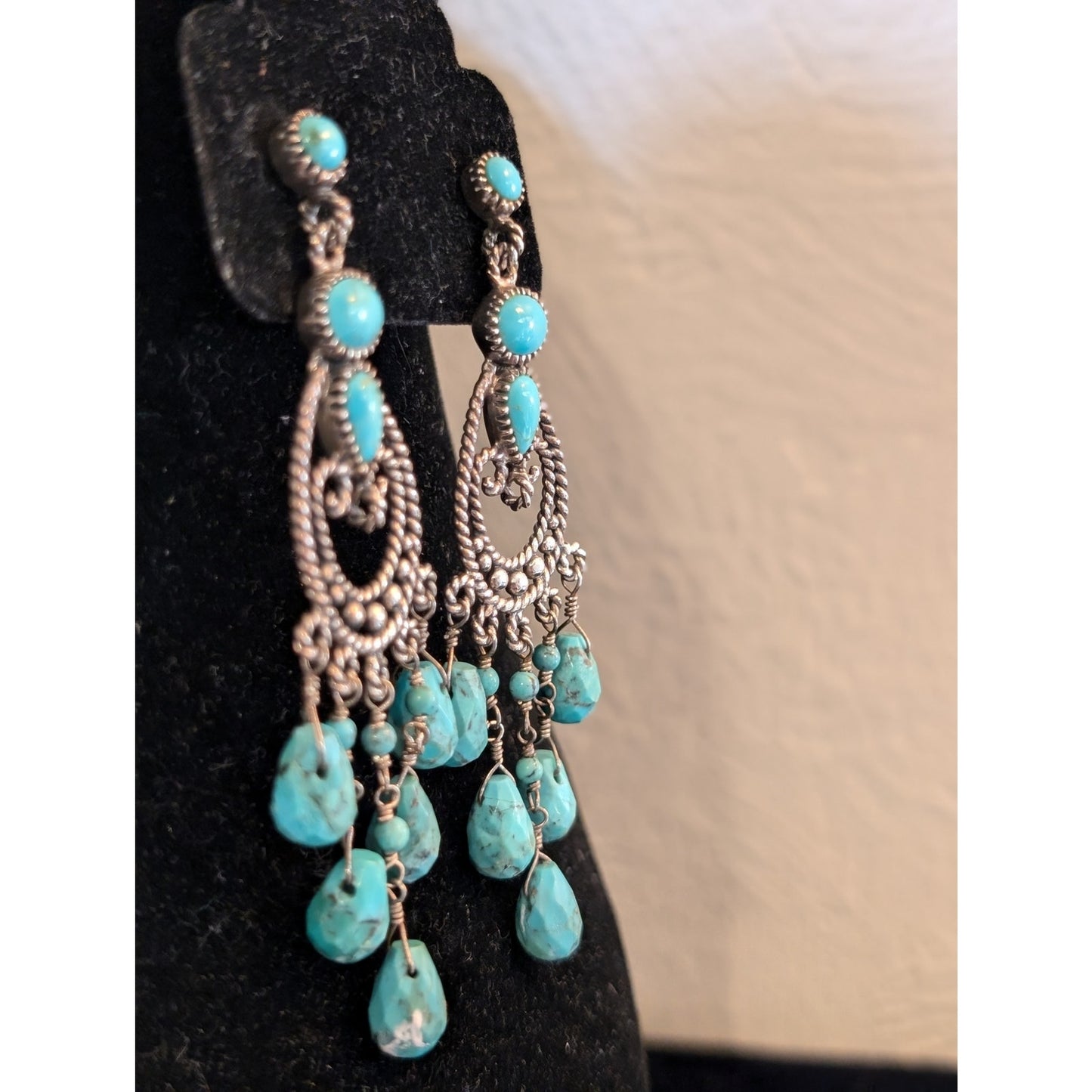 Barse Turquoise & Sterling Silver Chandelier Pierced Earrings