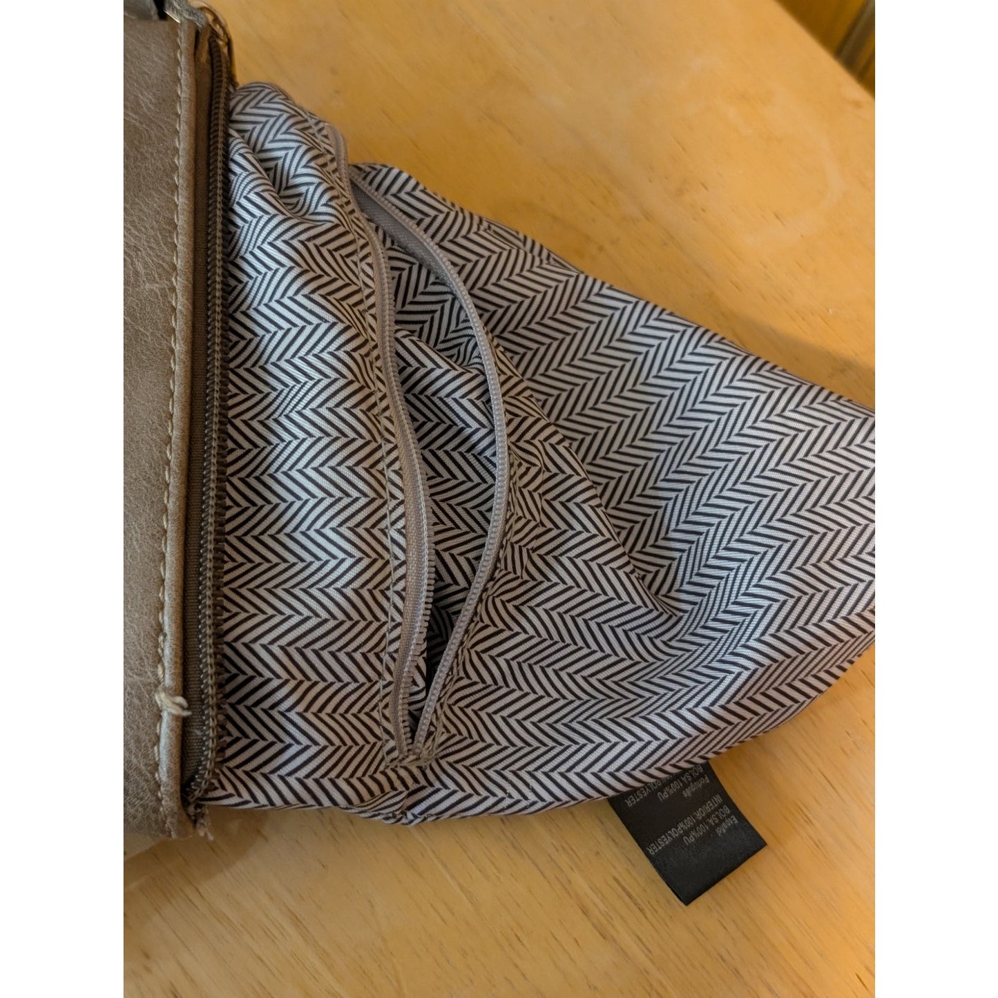 Beige Cross Body Faux Leather Compartment Purse