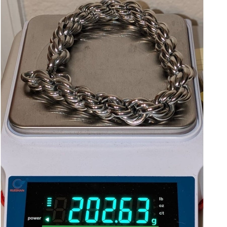 Chunky Heavy 202.63g Silver Tone 20mm Rope Chain 20" Choker Necklace