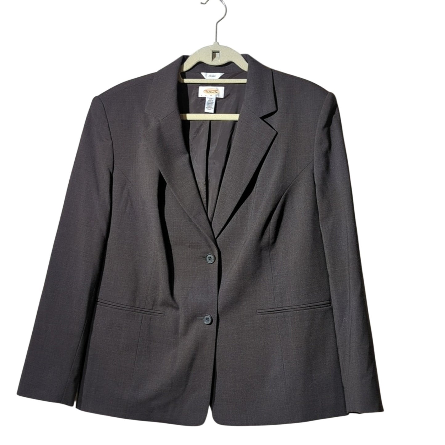 Talbots Brown Lightweight Fully Lined Wool Stretch Pantsuit Plus Sz 12W