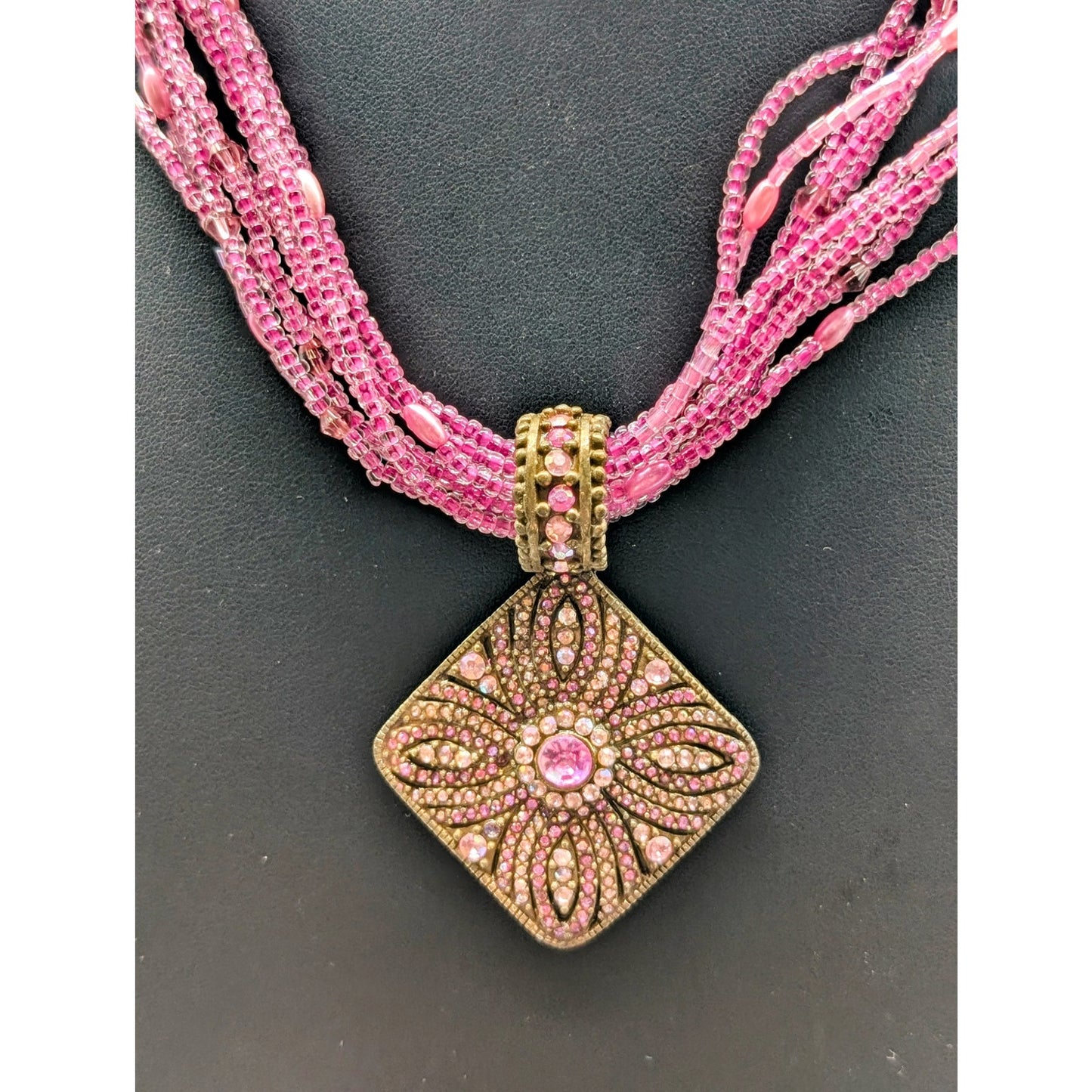 Lot of Two Pink Seed Bead Necklace & Bracelet Jewelry Pieces