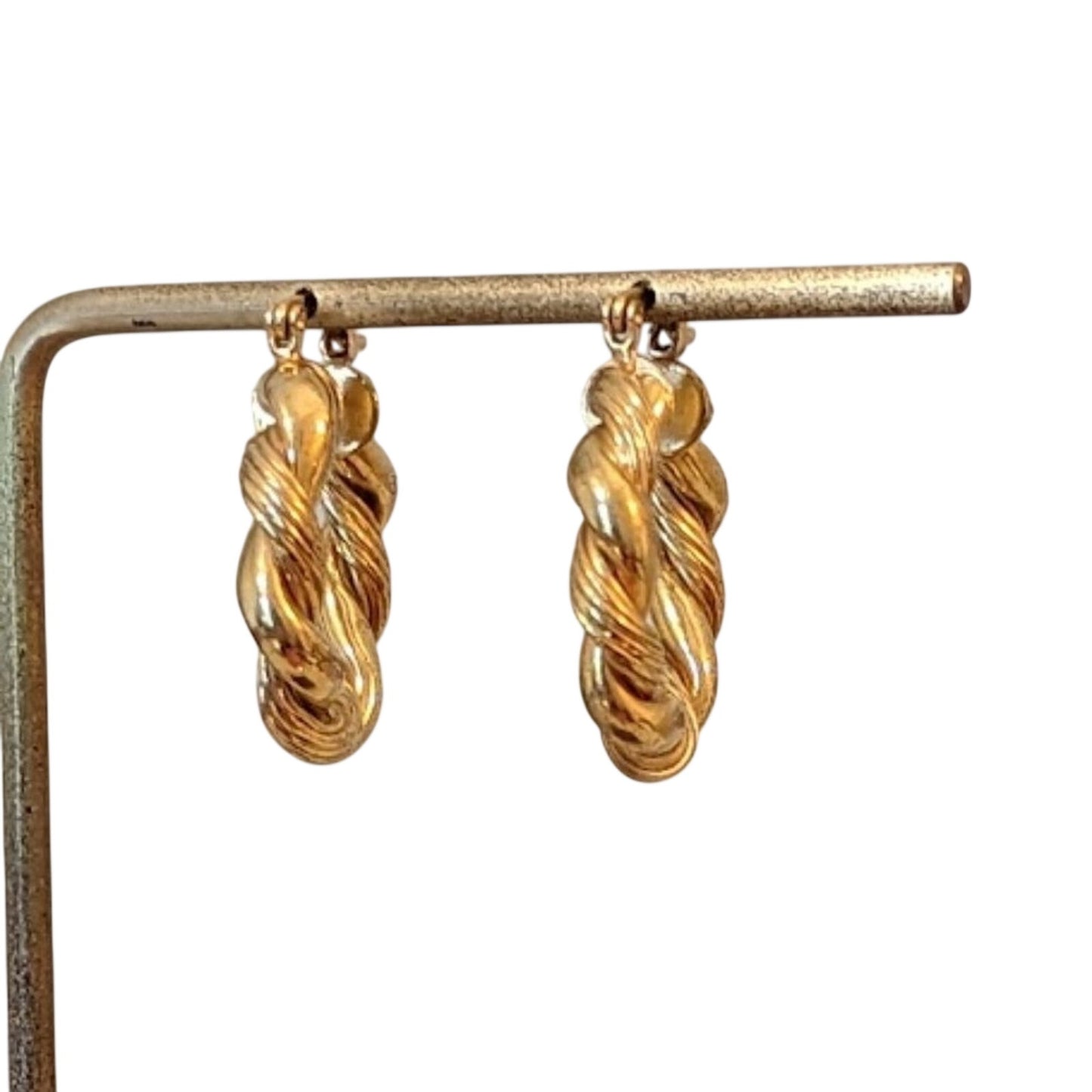 Gold Electroplated 1" Twist Hoop Earring