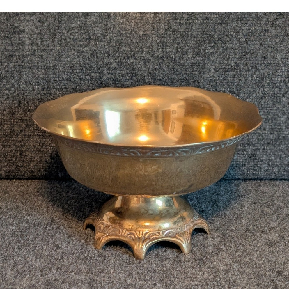 Mid-Century 1960s Pedestal Heavy Brass Decorative Bowl
