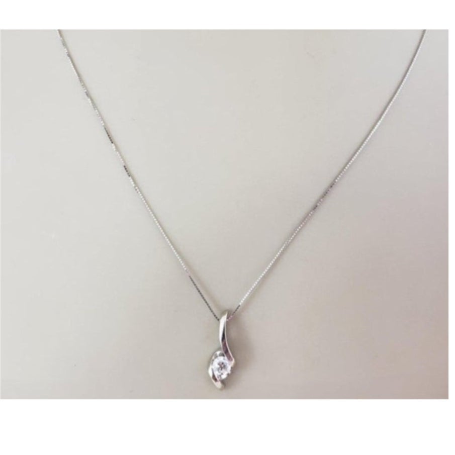 Sirena Collection 14K White Gold 1/4 ct Diamond Solitaire Pendant 19" Necklace