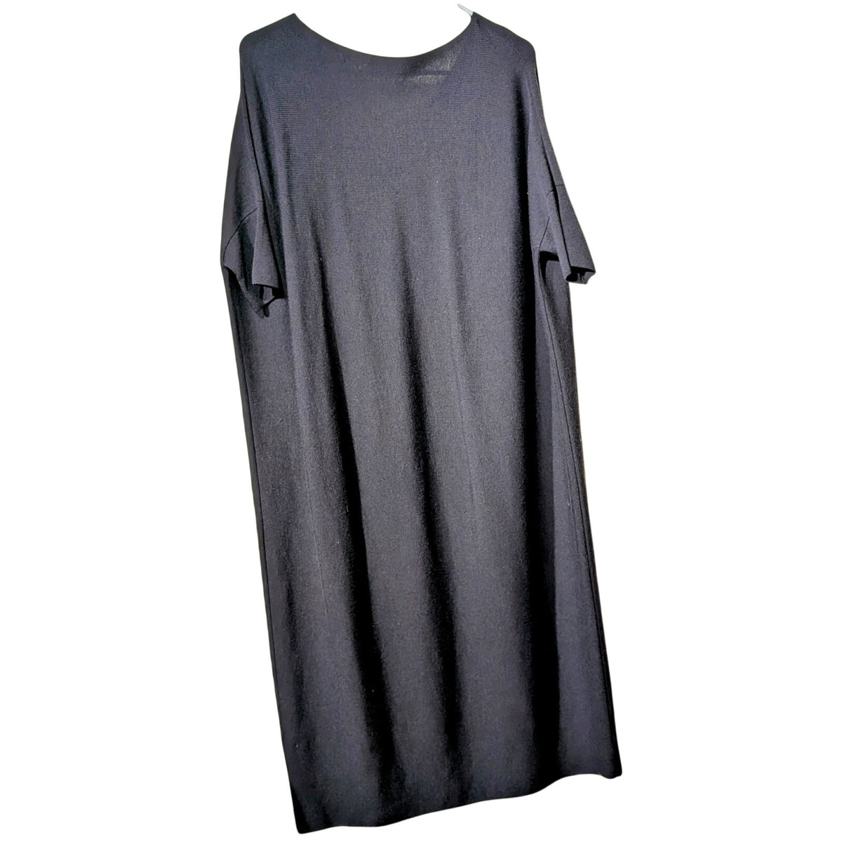 Lafayette 148 New York Black/Navy V Neck Oversize Drop Sleeve Sweater Dress Sz M