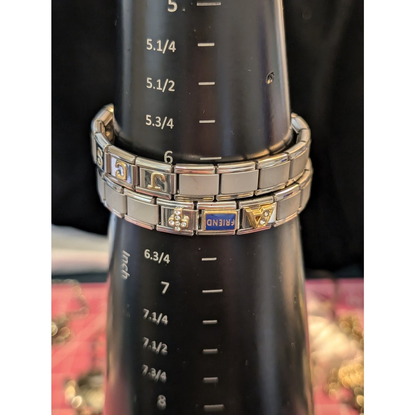 Lot of Two Stainless Steel D'linQ Stretch Charm Bracelets
