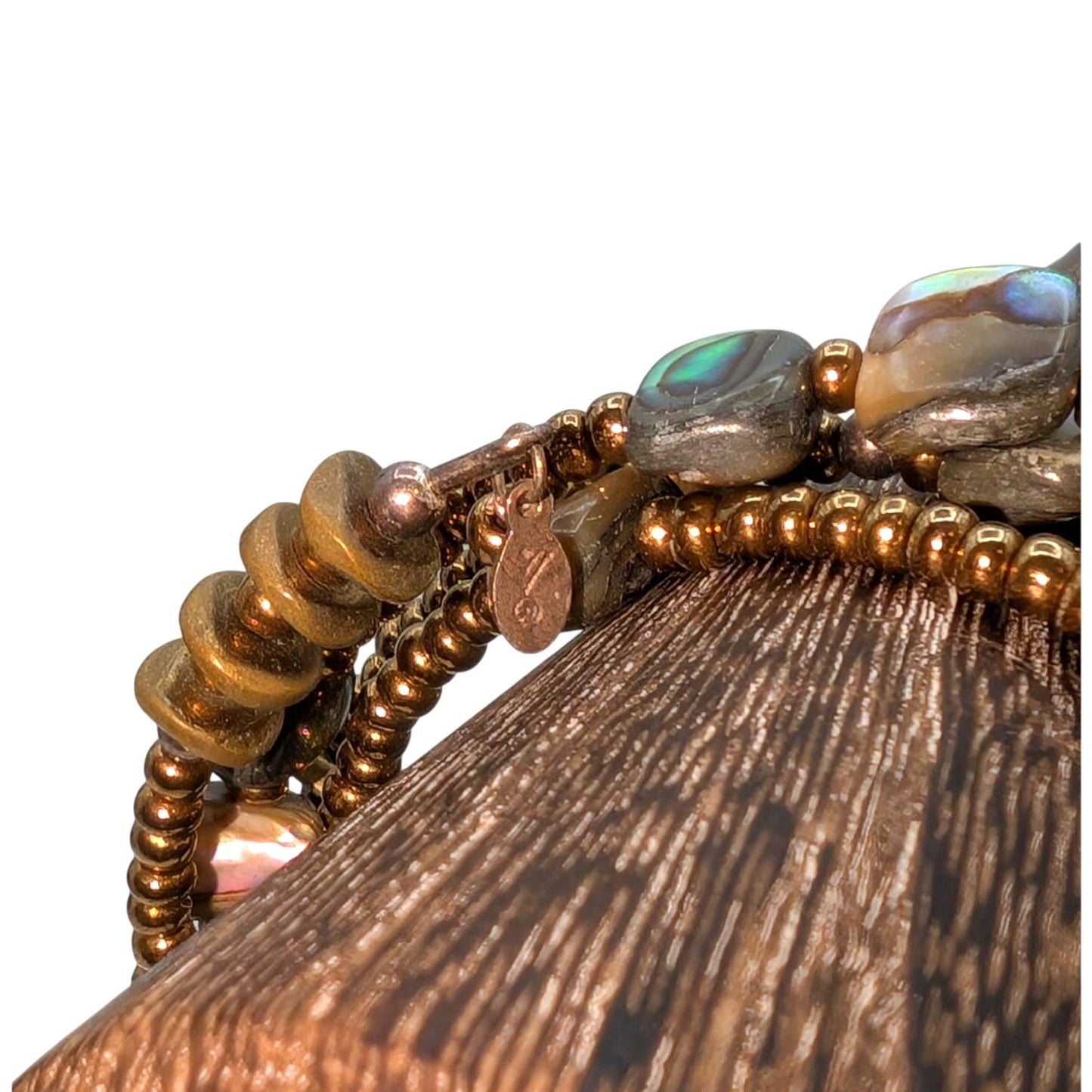 Silpada Designs Retired Bronze Abalone Shell Glass Brass Seed Bead Bracelet