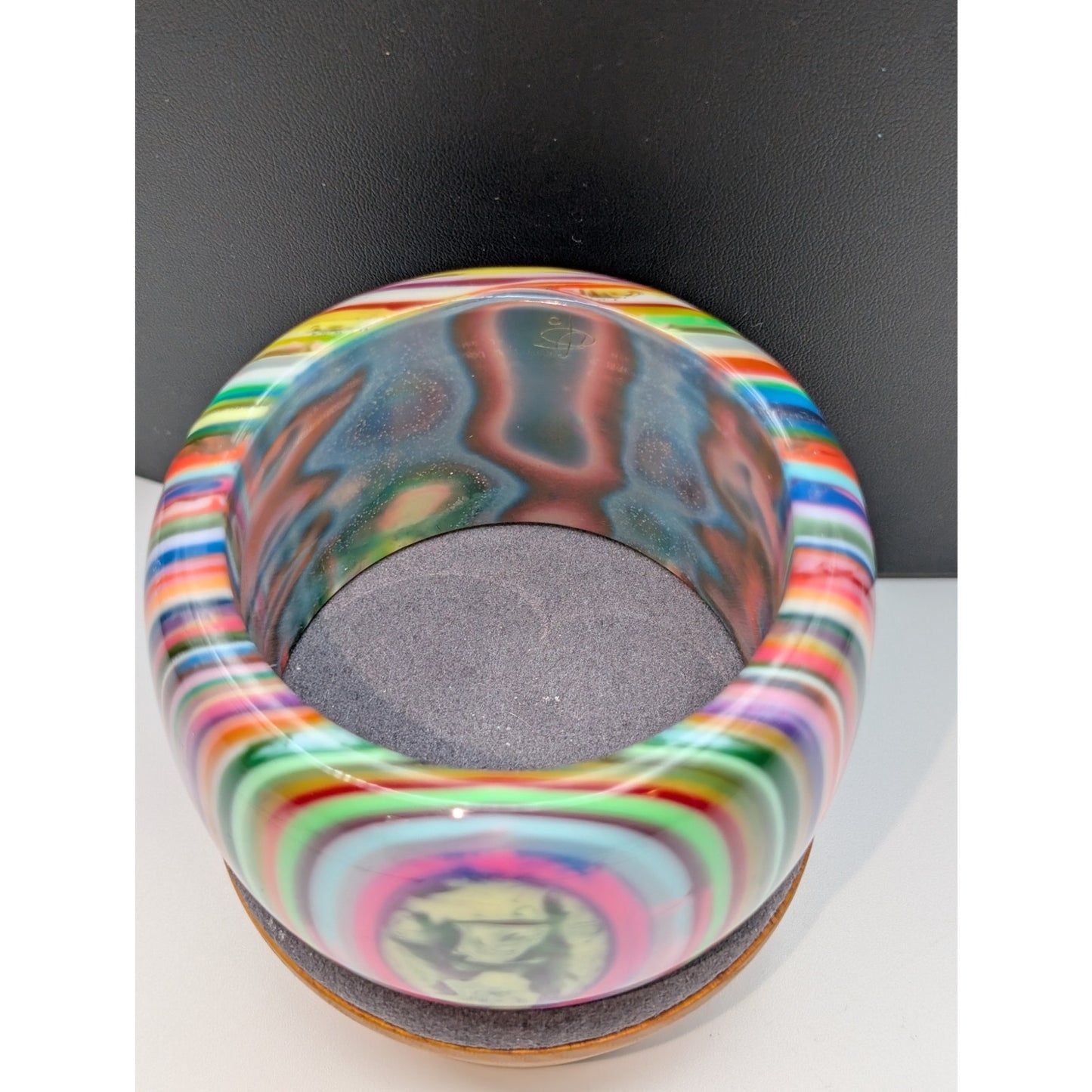 Carlos Sobral, Brazil, RARE! Signed Wide Rainbow Stripe Resin Bangle Bracelet