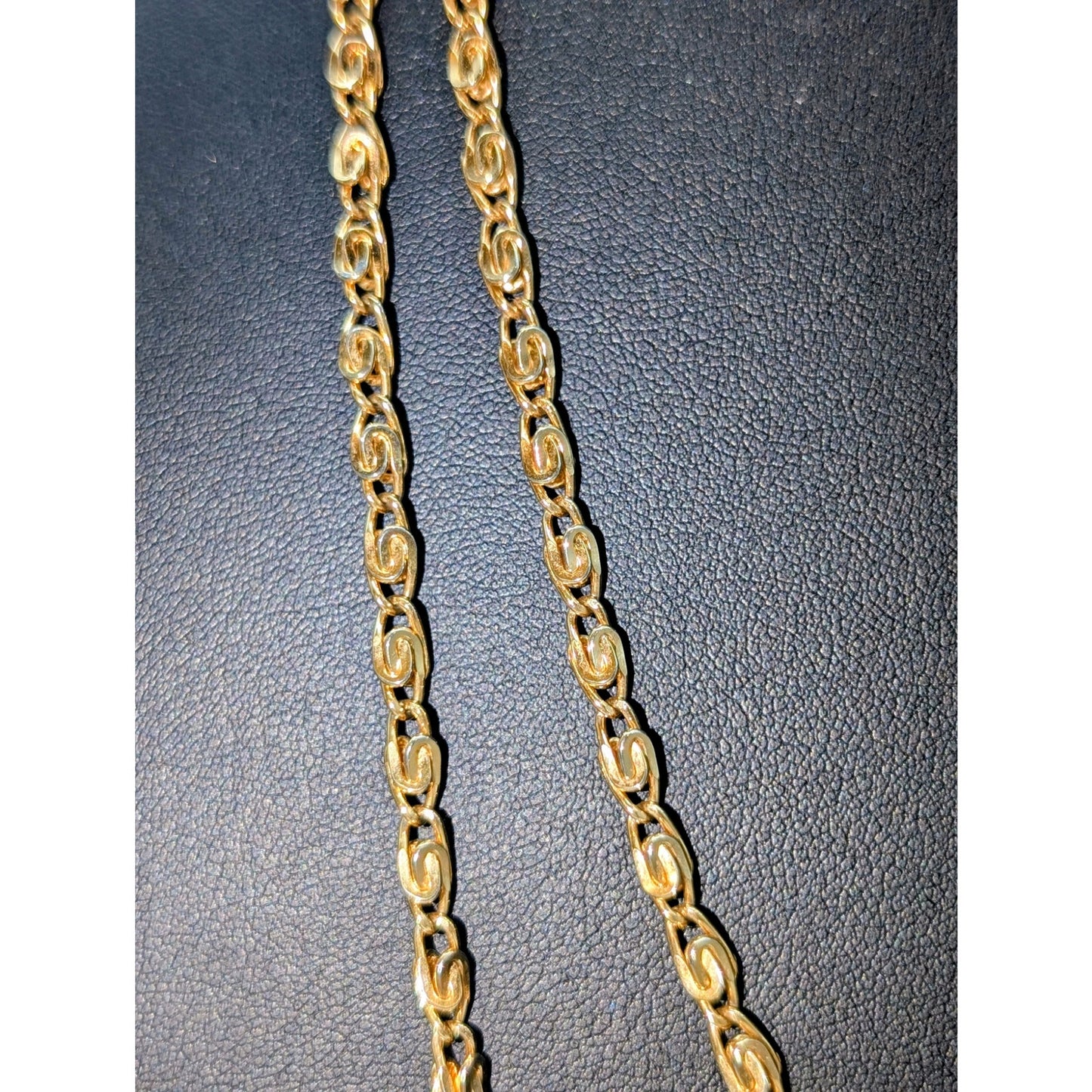Vintage Approximately 4mm Fancy Gold Tone Chain Link 60" Necklace
