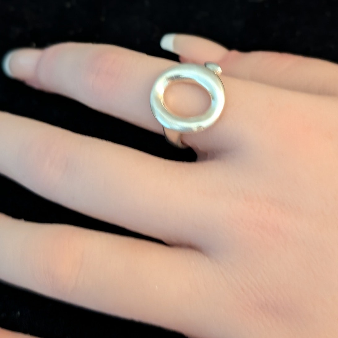 925 Sterling Ring Chunky 'O' Open Ended Swirl Adjustable Ring Now Size 5.75