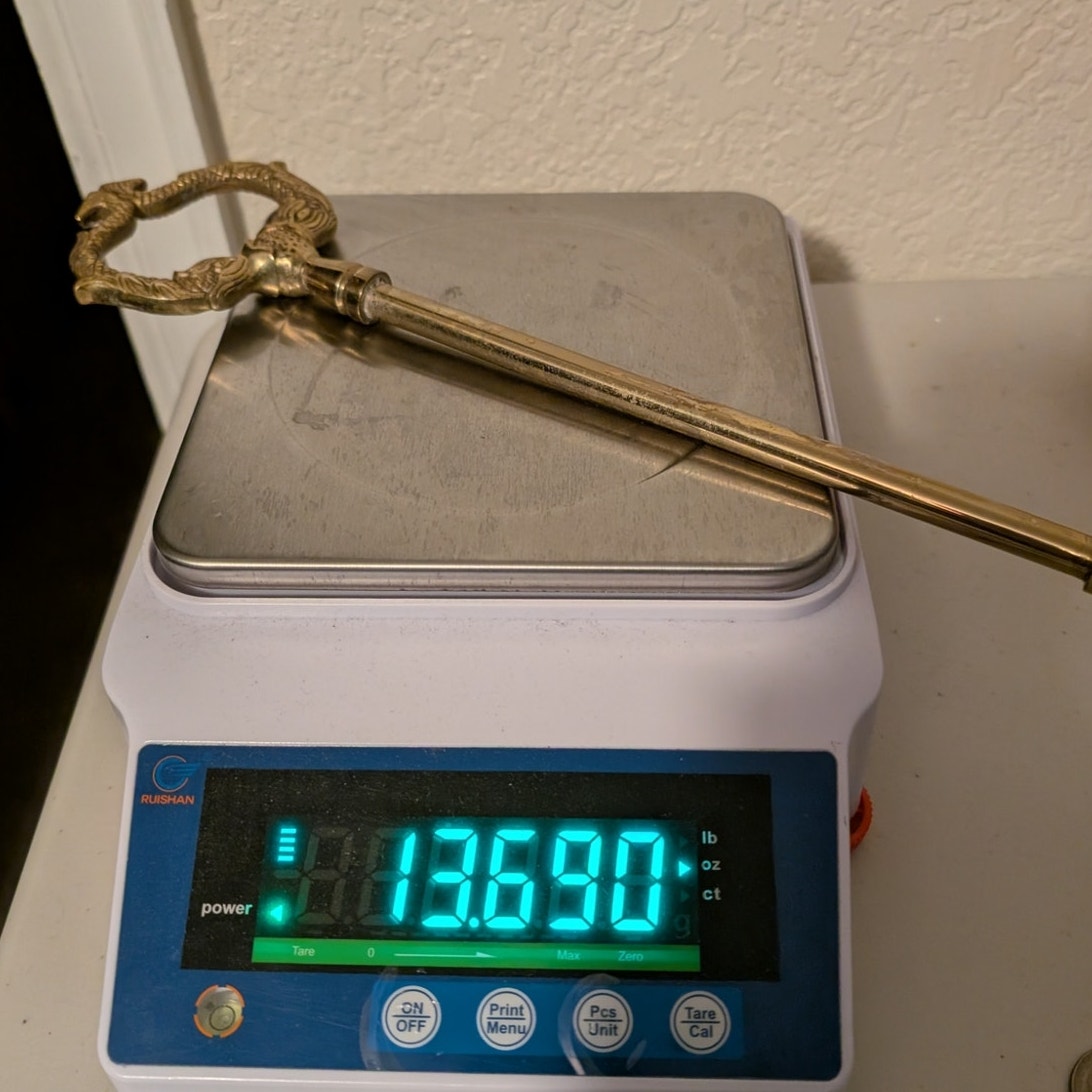 Vintage Estate Sale Find Koi Fish Solid Brass Clock Winding  Key 13.5"