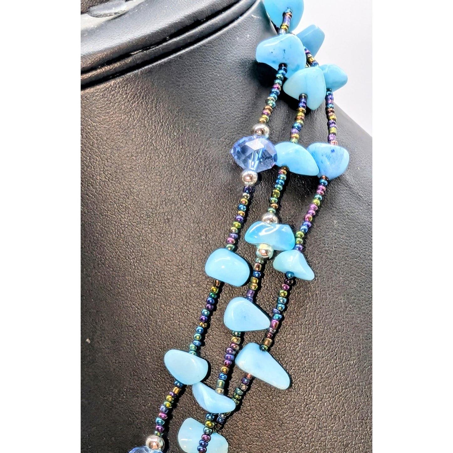 Mixed Lot of Blue Sparkle Stone Crystal Beaded Necklaces & Bracelets