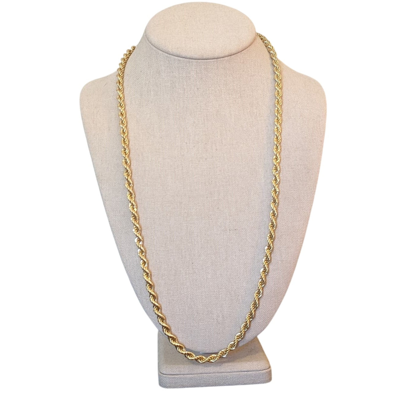 Vintage Monet Gold Tone 5mm Rope Chain 27" Necklace W/ Sister Clasp