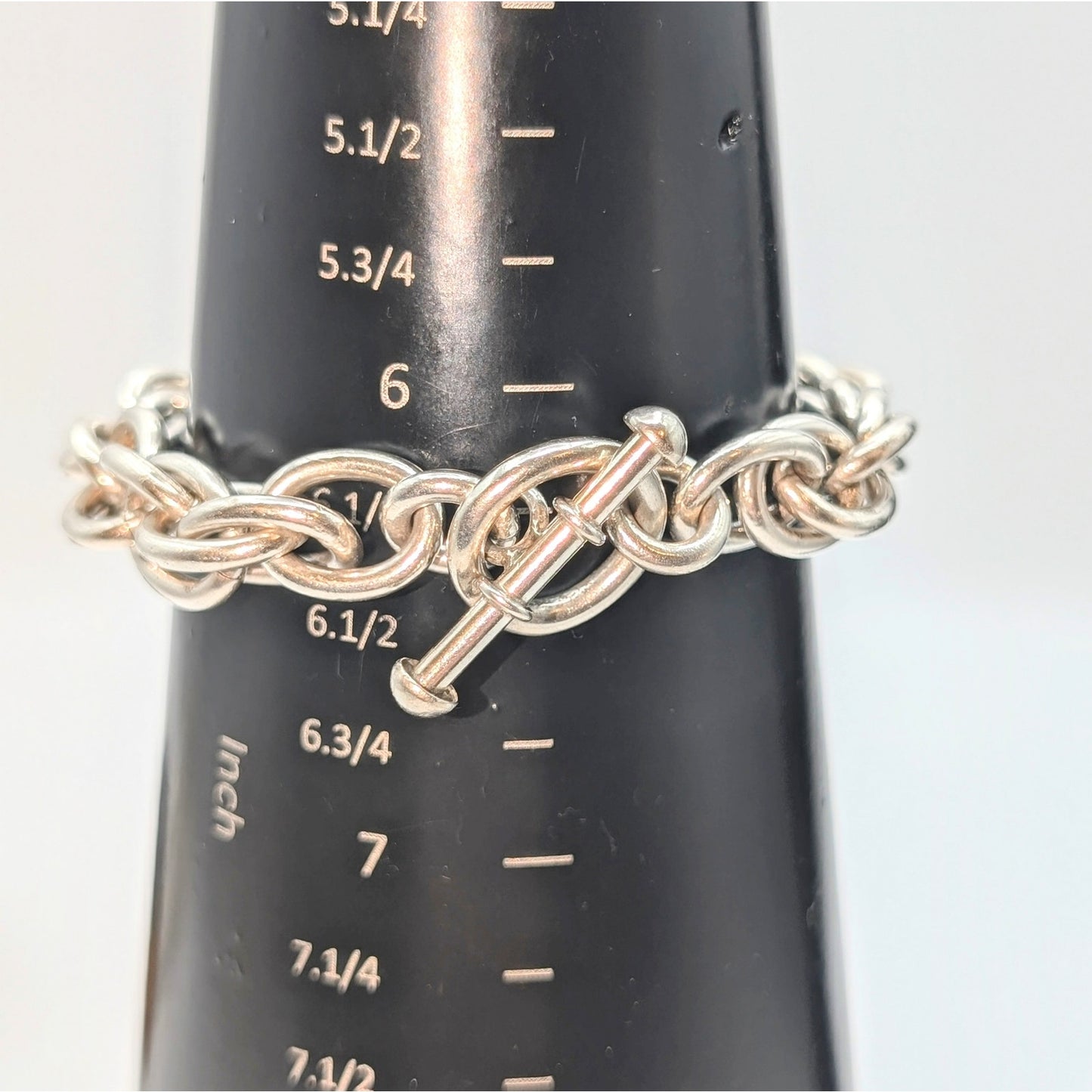 Vintage 925 Sterling Silver Heavy Multi-Oval Chain Link Toggle Bracelet 54.87g
