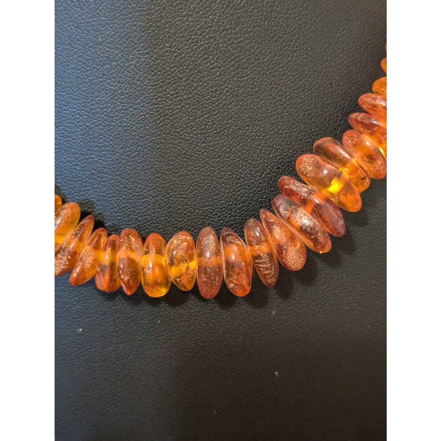 Vintage Graduated Amber Nugget Chip 19" Necklace w/ Barrel Clasp