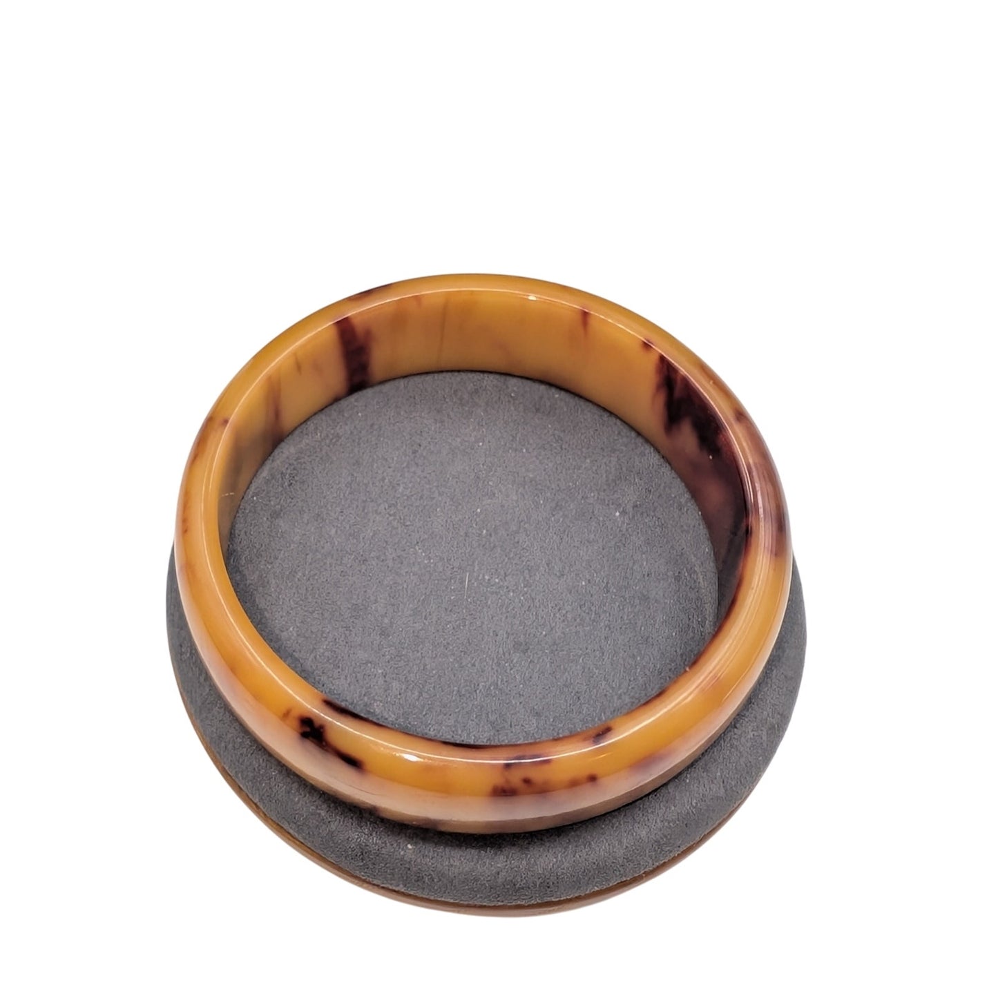 Vintage 70s Bakelite Marbleized End of Day Butterscotch Swirl Bangle Bracelet